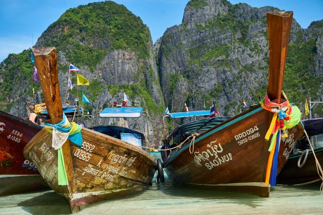 Thai boats on an island